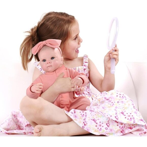 18-inch Toddlers Reborn Real Life Reborn Baby Doll Bottle Diaper Clothes - Picture 6 of 9